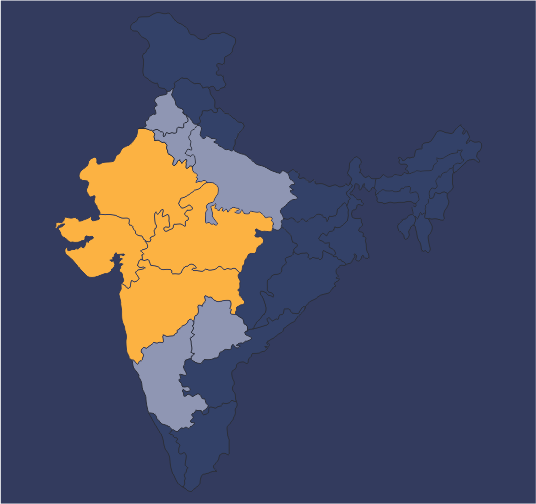 Map of India showing HKP Steel's major working states and states also served